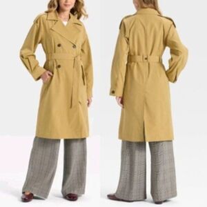 NWT A New Day Tan Trench Coat Classic Belted Double Breasted Oversized XXL